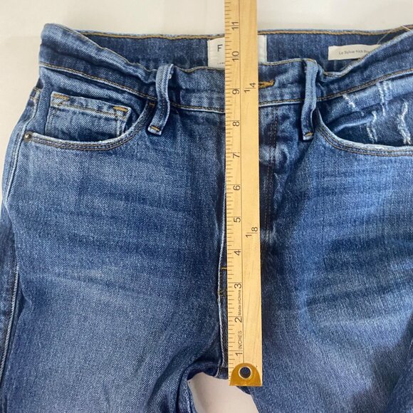 Frame Denim Le Sylvie Kick Boot Jeans Size 25 Medium Wash Distressed Frayed Hem - Picture 12 of 15